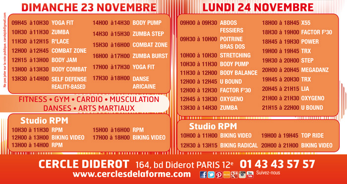 Détail des Portes Ouvertes Club de Gym DIderot